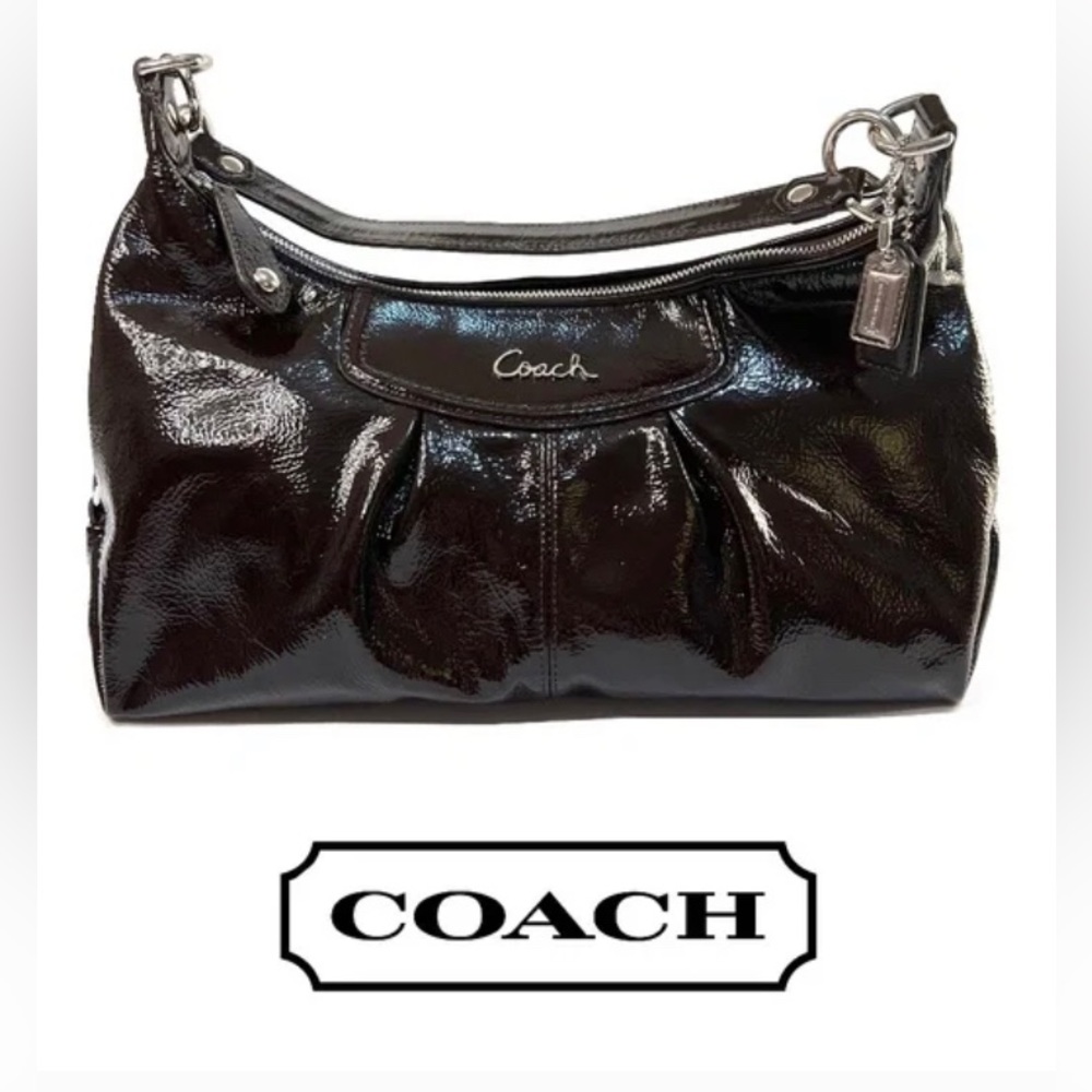 NWOT Coach Ashley Patent Leather Convertible Hobo Mahogany Brown Handbag